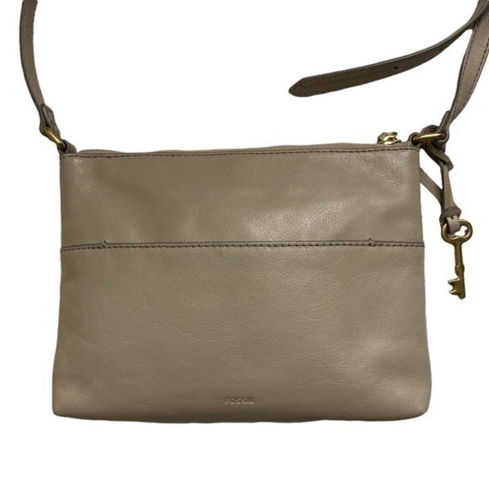Fossil taupe leather crossbody bag